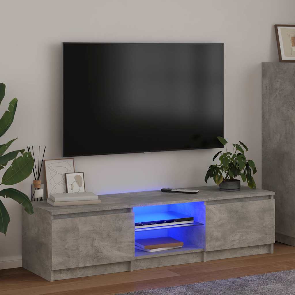 TV ormarić s LED svjetlima siva boja betona 140 x 40 x 36 cm