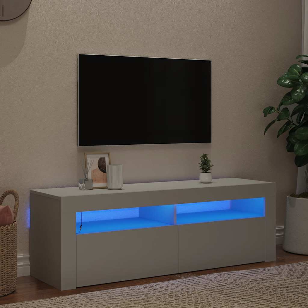 TV ormarić s LED svjetlima bijeli 120 x 35 x 40 cm