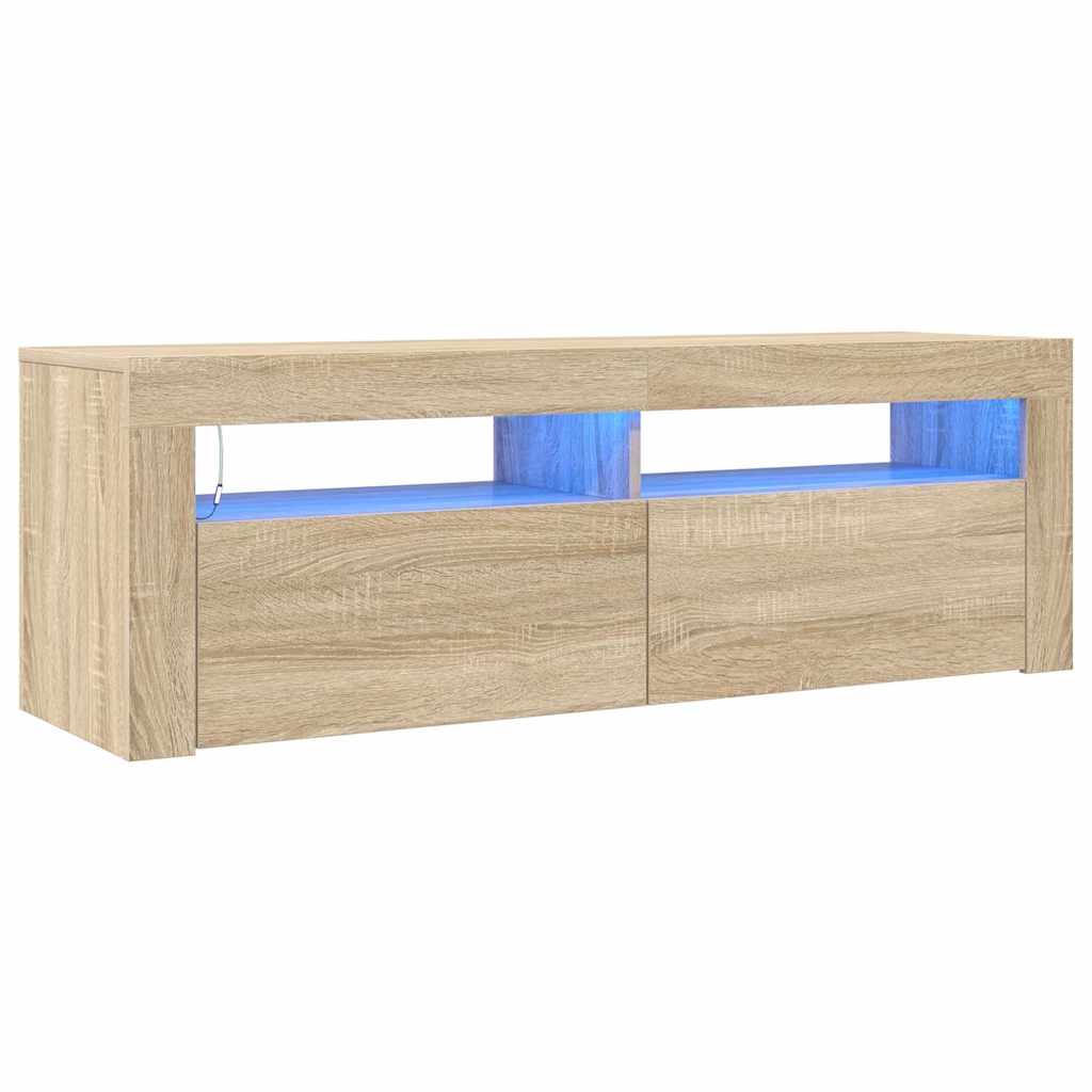 TV ormarić s LED svjetlima boja hrasta sonome 120 x 35 x 40 cm Smeđa