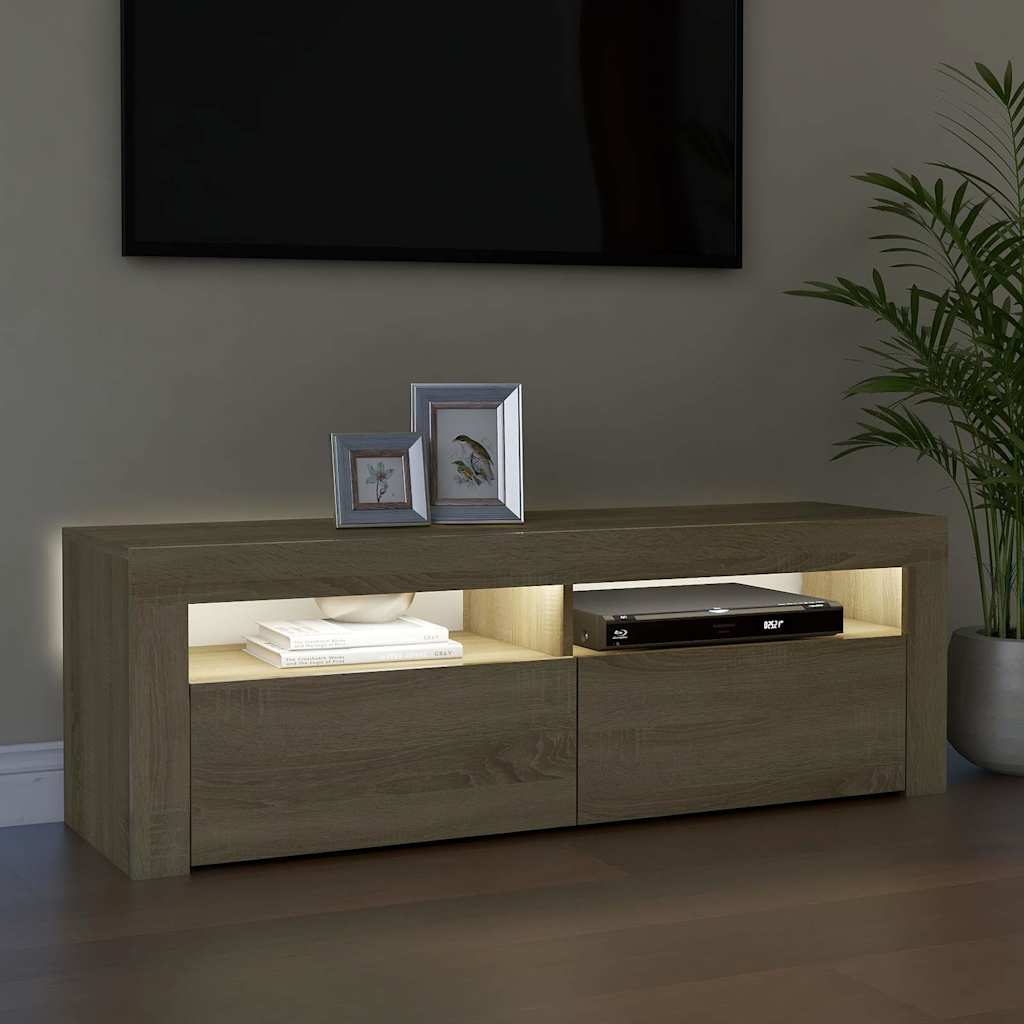 TV ormarić s LED svjetlima boja hrasta sonome 120 x 35 x 40 cm Smeđa