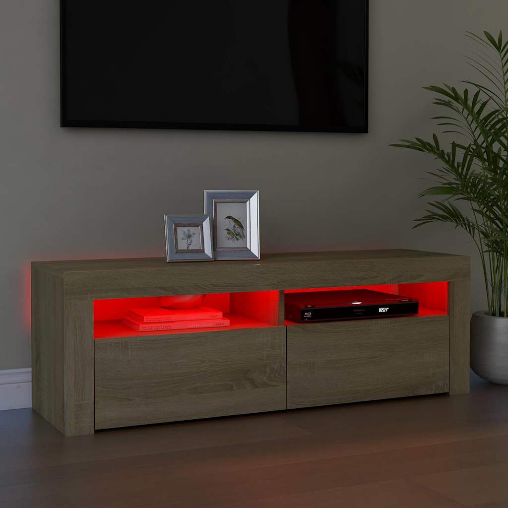 TV ormarić s LED svjetlima boja hrasta sonome 120 x 35 x 40 cm Smeđa