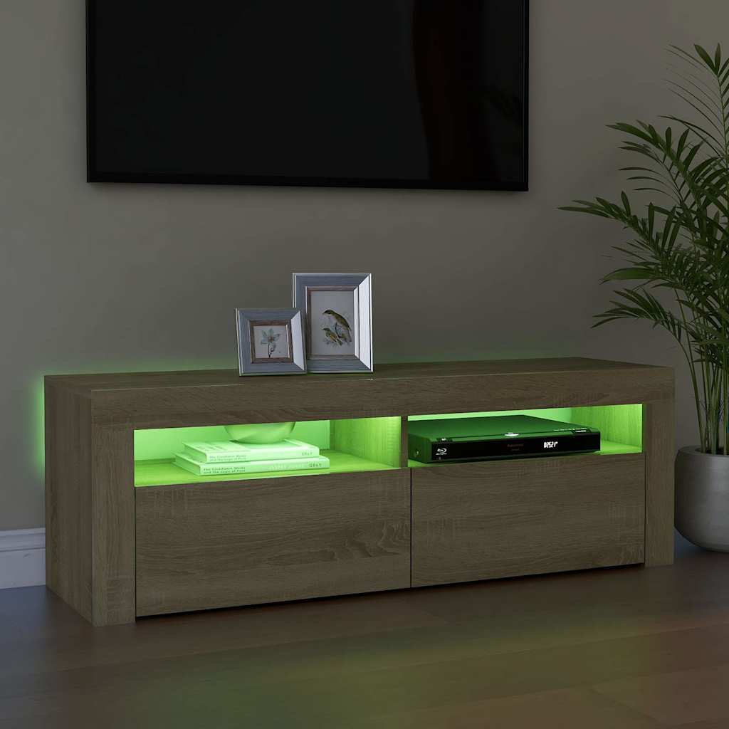 TV ormarić s LED svjetlima boja hrasta sonome 120 x 35 x 40 cm Smeđa