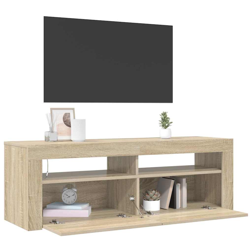 TV ormarić s LED svjetlima boja hrasta sonome 120 x 35 x 40 cm Smeđa