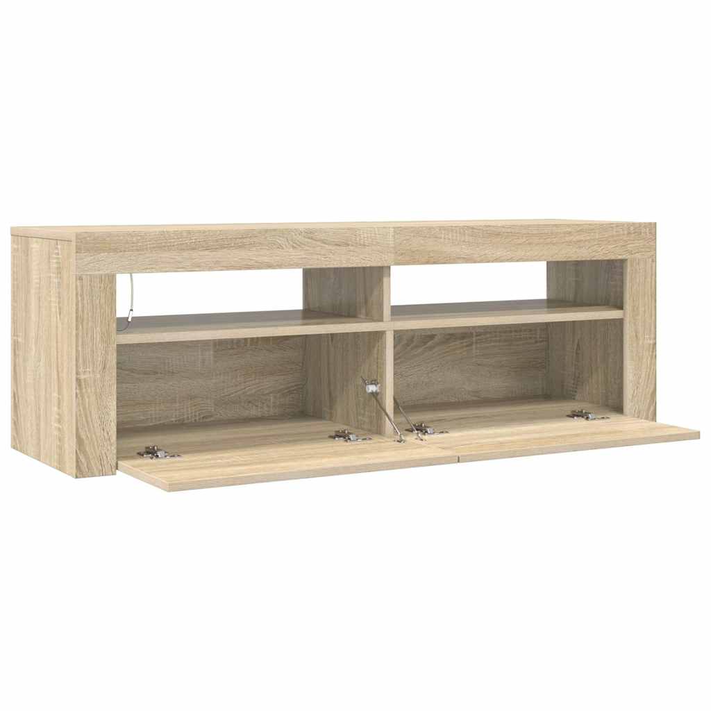 TV ormarić s LED svjetlima boja hrasta sonome 120 x 35 x 40 cm Smeđa