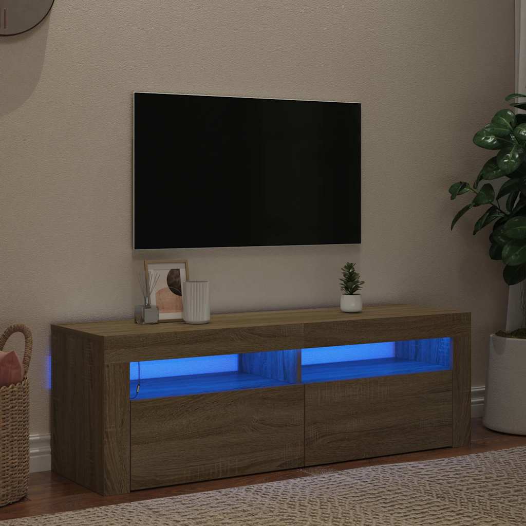 TV ormarić s LED svjetlima boja hrasta sonome 120 x 35 x 40 cm Smeđa