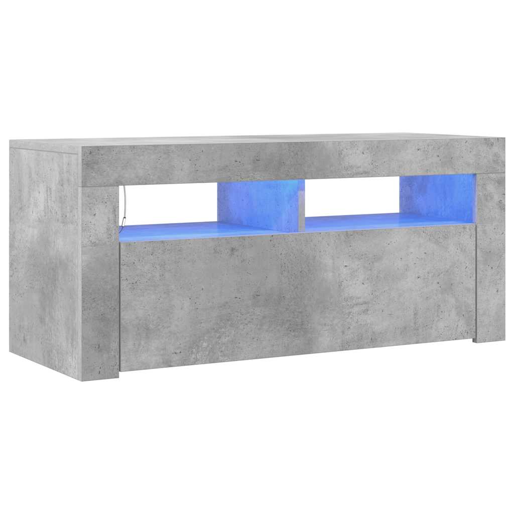 TV ormarić s LED svjetlima siva boja betona 90 x 35 x 40 cm