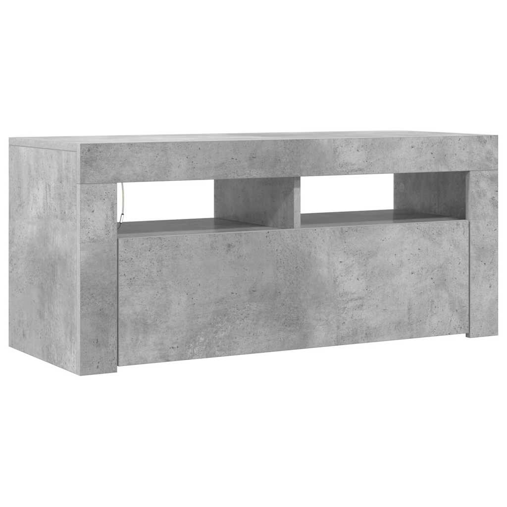 TV ormarić s LED svjetlima siva boja betona 90 x 35 x 40 cm
