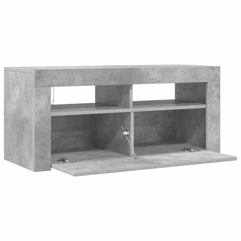 TV ormarić s LED svjetlima siva boja betona 90 x 35 x 40 cm