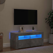 TV ormarić s LED svjetlima siva boja betona 90 x 35 x 40 cm