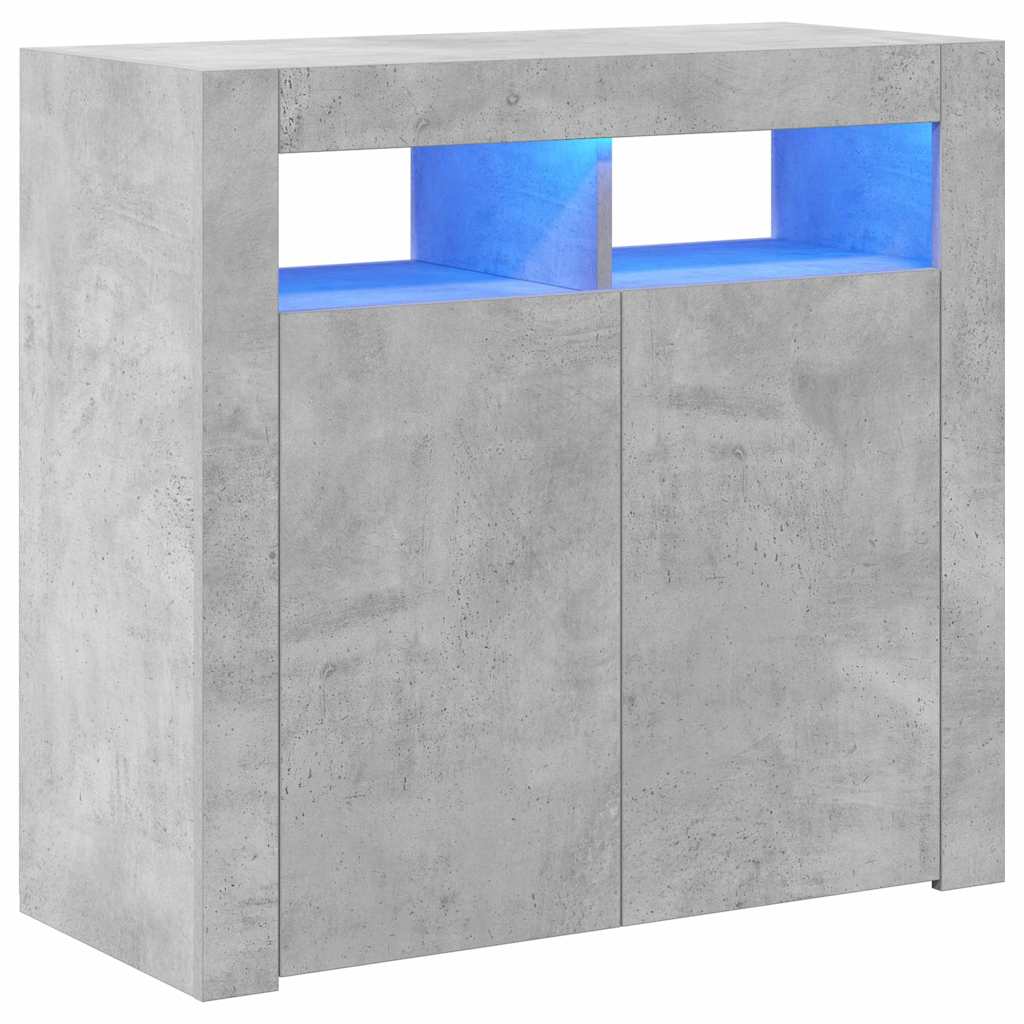 Komoda s LED svjetlima siva boja betona 80 x 35 x 75 cm