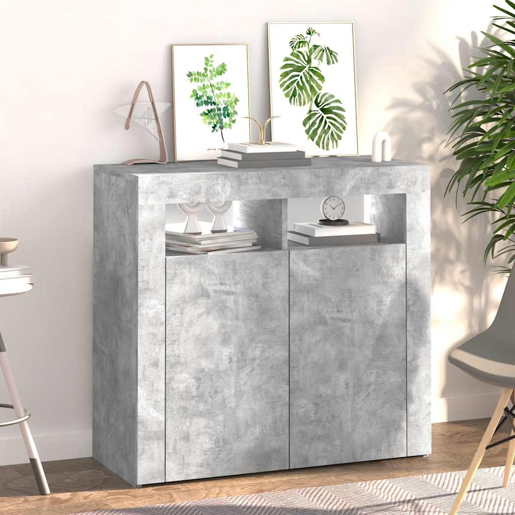 Komoda s LED svjetlima siva boja betona 80 x 35 x 75 cm