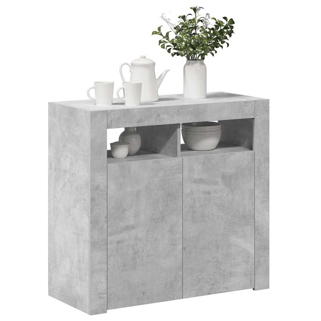 Komoda s LED svjetlima siva boja betona 80 x 35 x 75 cm