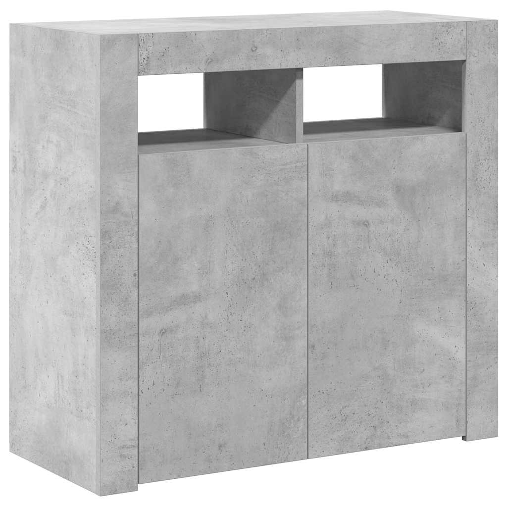 Komoda s LED svjetlima siva boja betona 80 x 35 x 75 cm