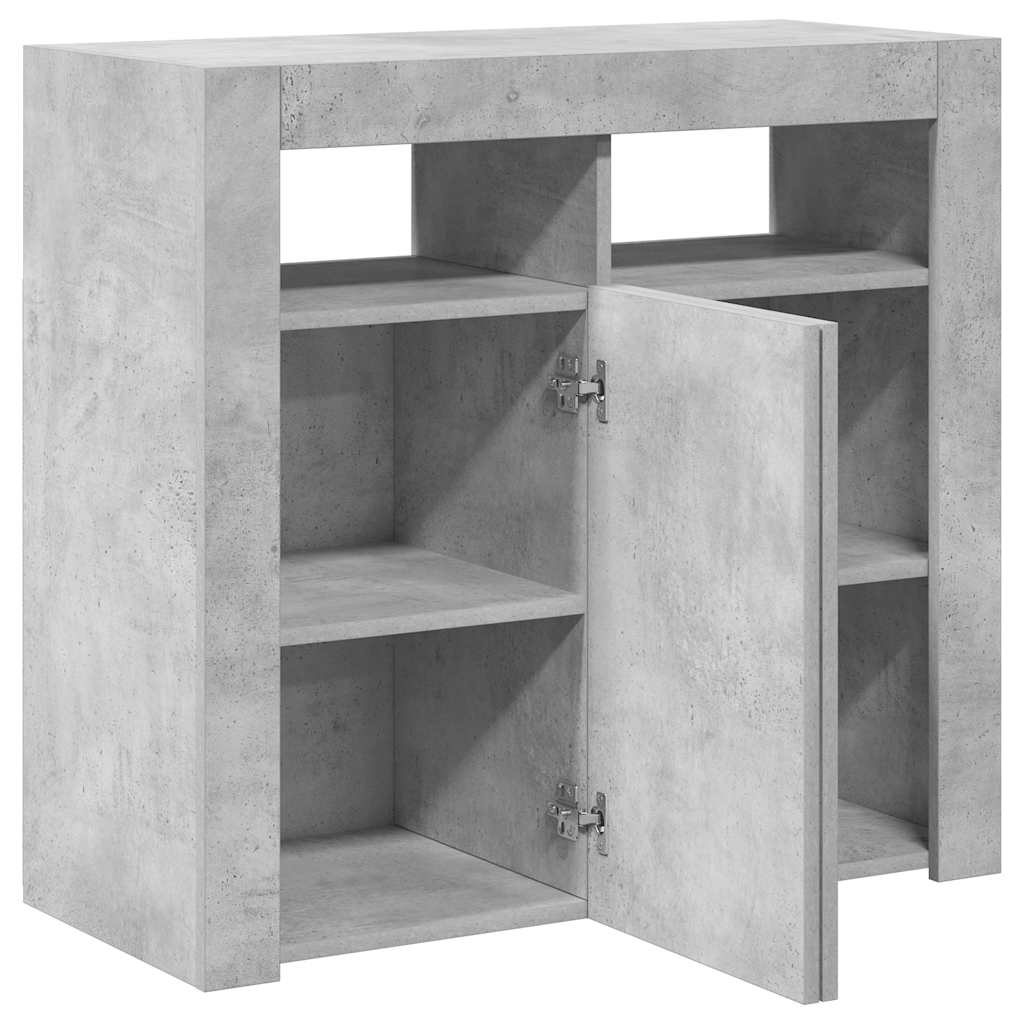 Komoda s LED svjetlima siva boja betona 80 x 35 x 75 cm