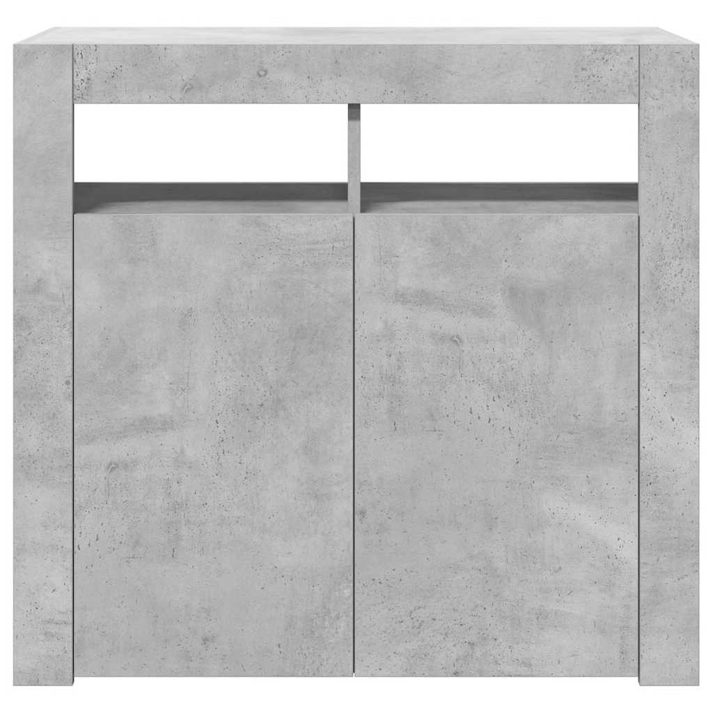 Komoda s LED svjetlima siva boja betona 80 x 35 x 75 cm
