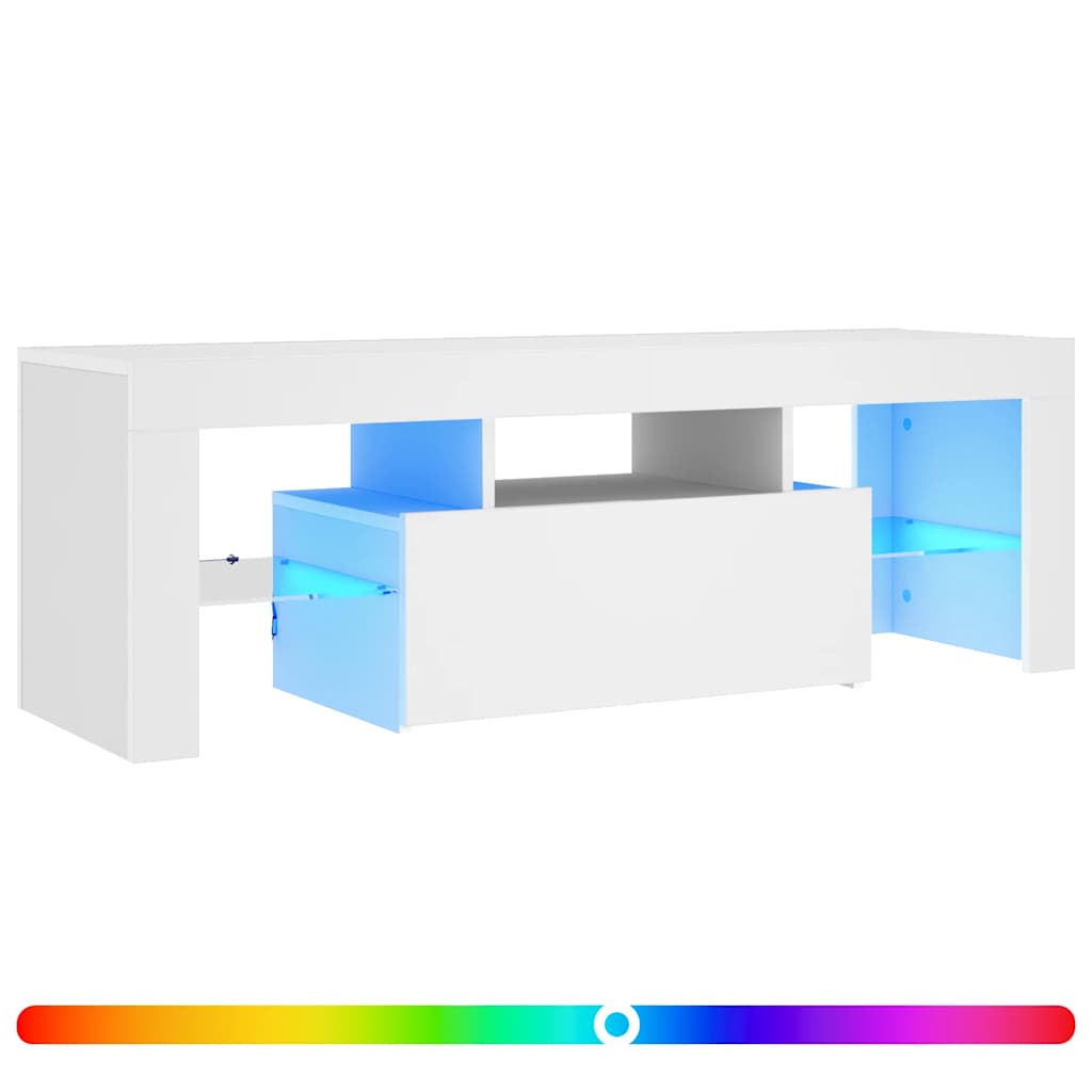 TV ormarić s LED svjetlima bijeli 120 x 35 x 40 cm