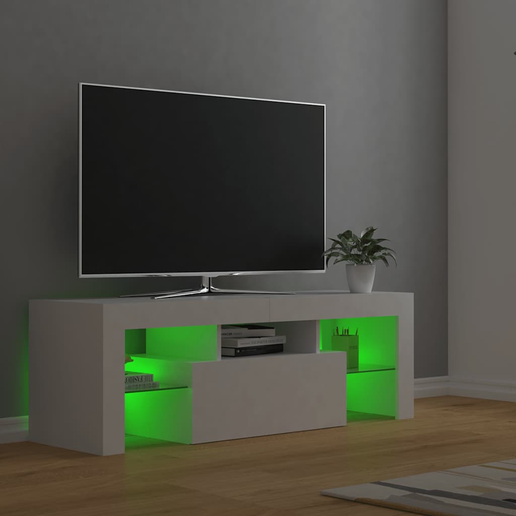 TV ormarić s LED svjetlima bijeli 120 x 35 x 40 cm