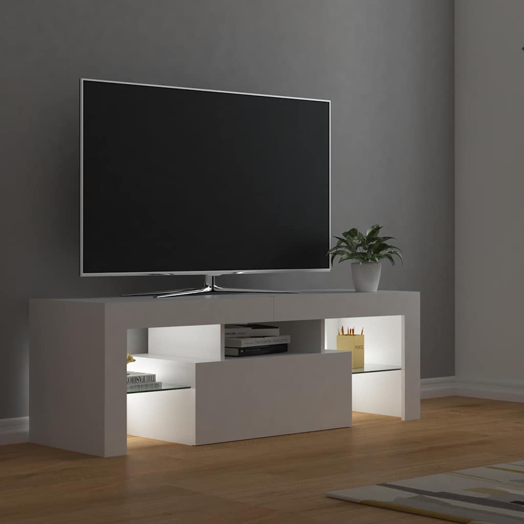 TV ormarić s LED svjetlima bijeli 120 x 35 x 40 cm