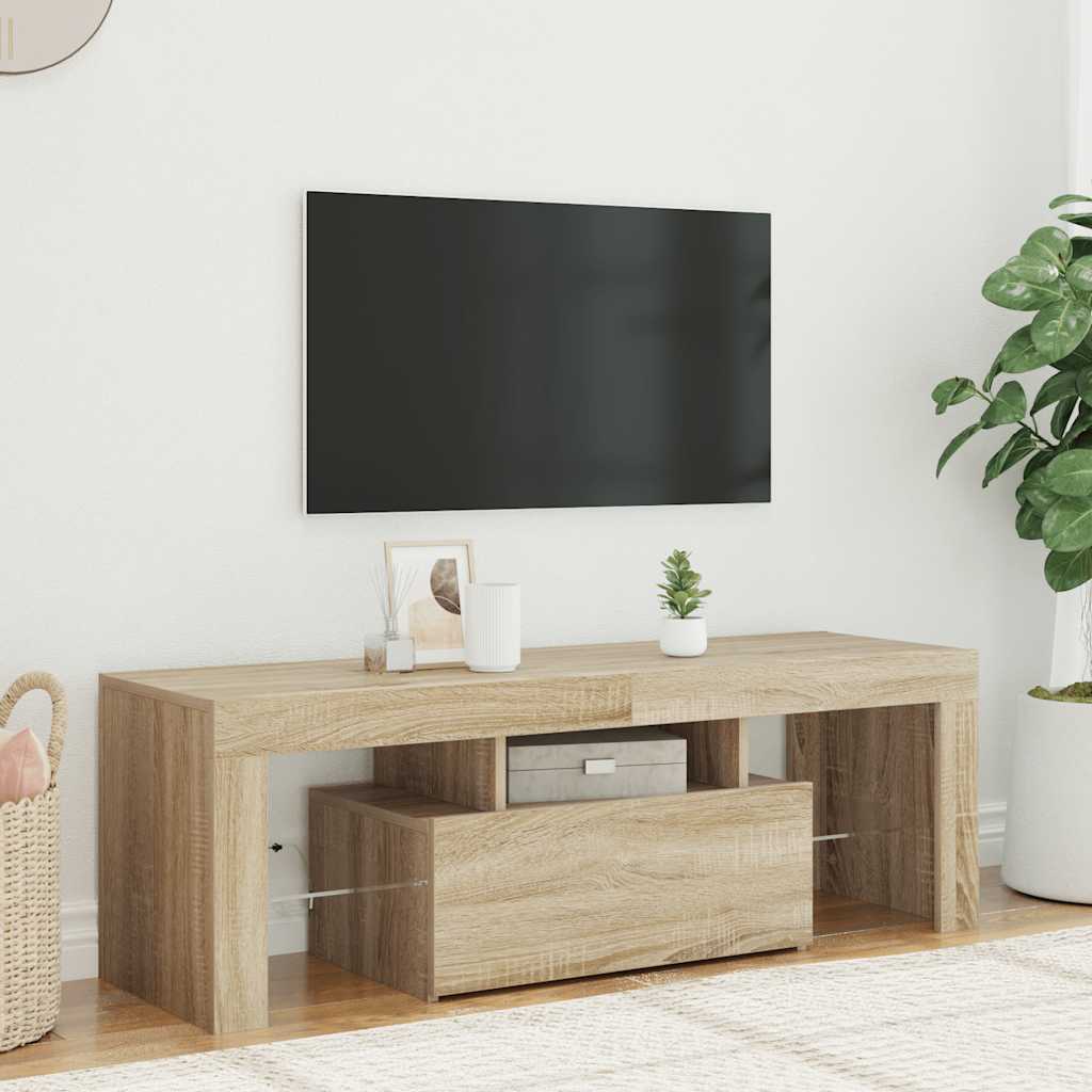 TV ormarić s LED svjetlima boja hrasta sonome 120 x 35 x 40 cm