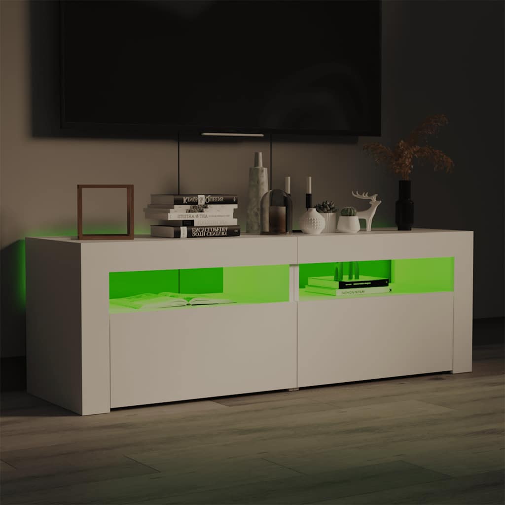 TV ormarić s LED svjetlima bijeli 120 x 35 x 40 cm
