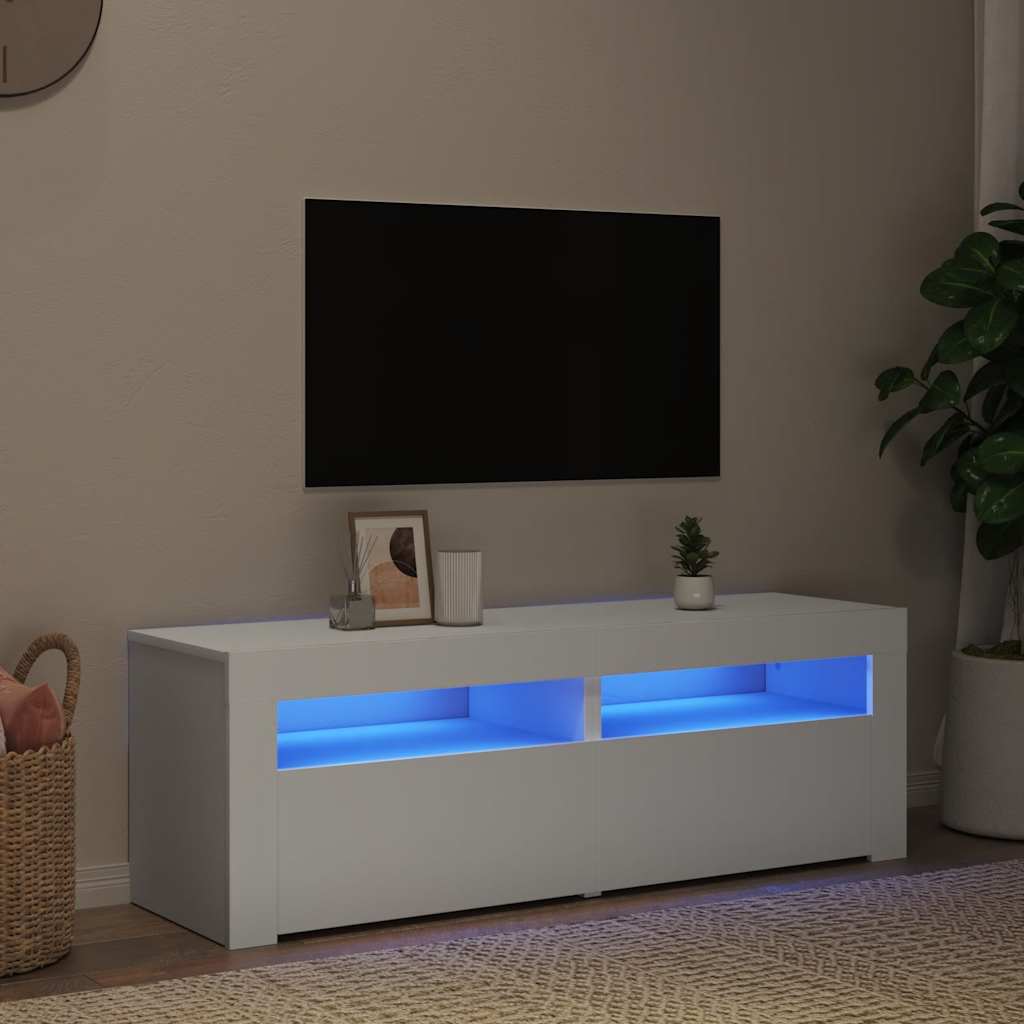 TV ormarić s LED svjetlima bijeli 120 x 35 x 40 cm