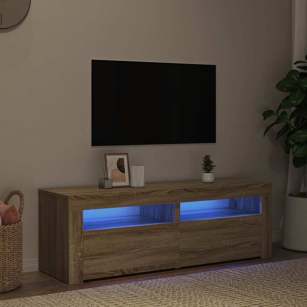 TV ormarić LED boja drva 120x35x40 cm konstruirano drvo