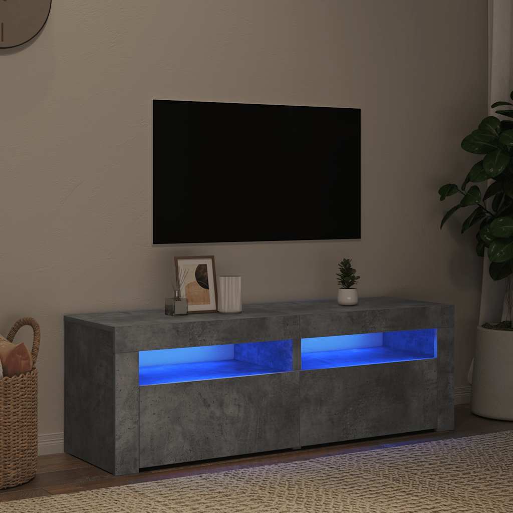 TV ormarić s LED svjetlima siva boja betona 120 x 35 x 40 cm