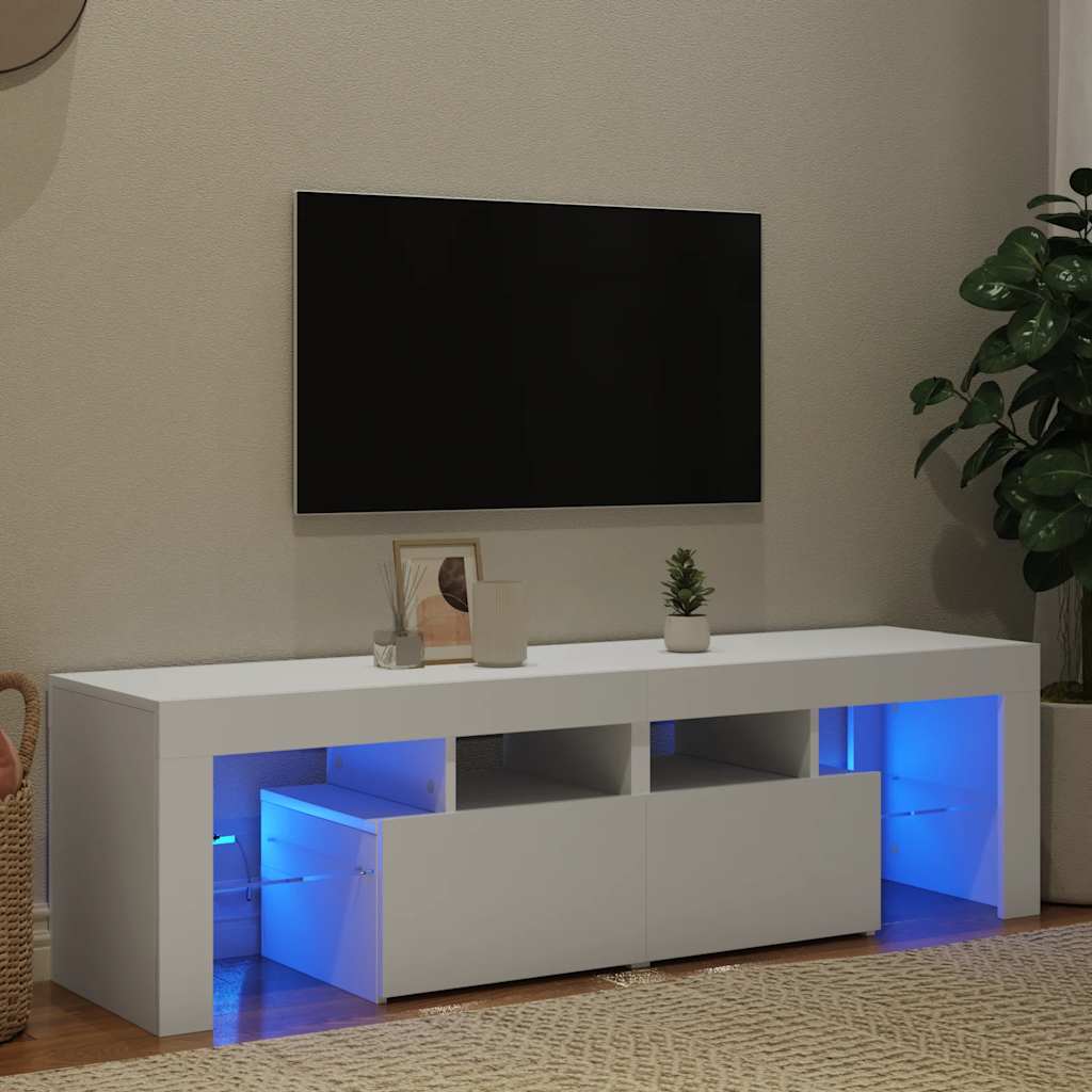 TV ormarić s LED svjetlima bijeli 140 x 36,5 x 40 cm