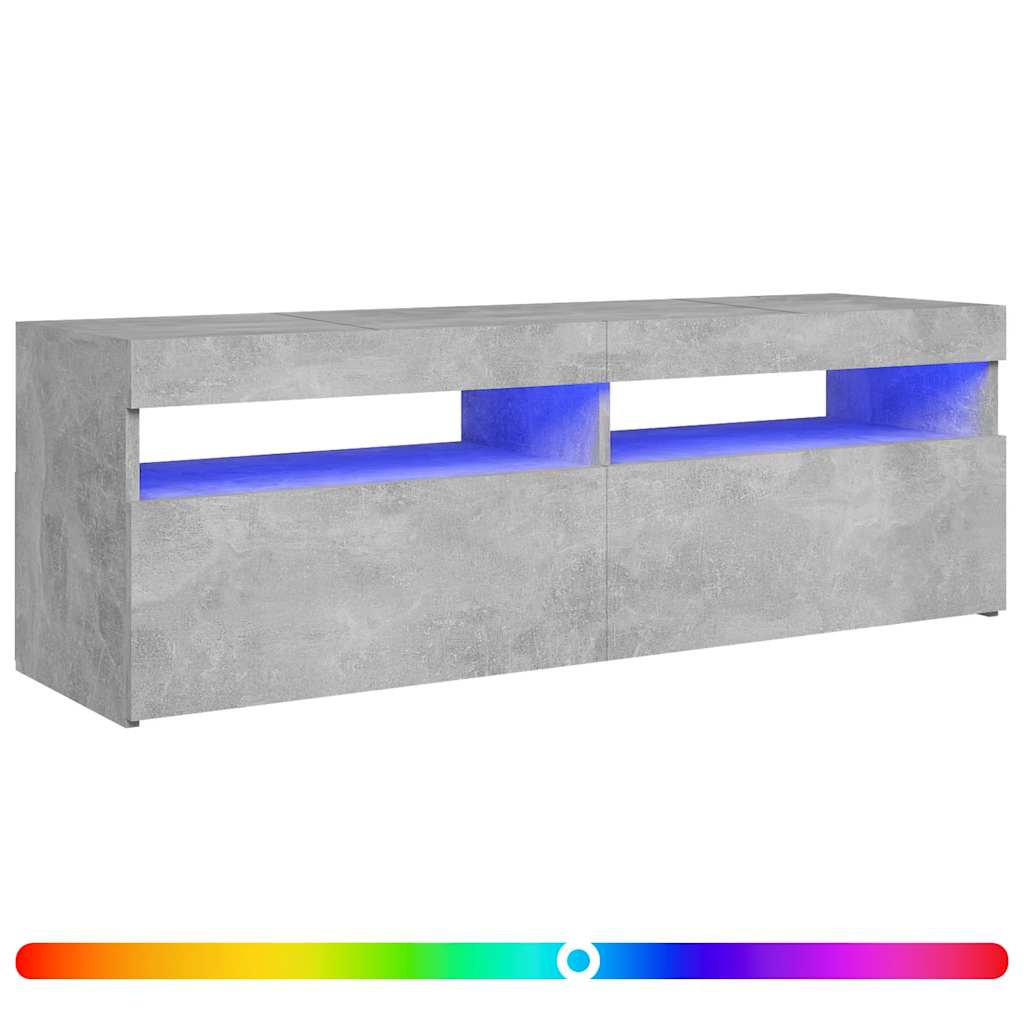 TV ormarić s LED svjetlima siva boja betona 120x35x40 cm