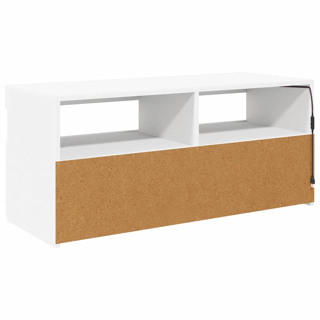 TV ormarić s LED svjetlima bijeli 90x35x40 cm