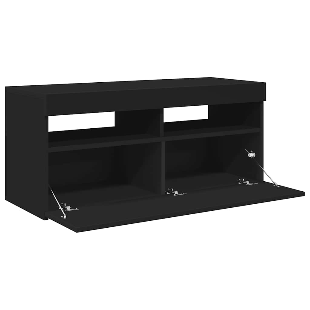 TV ormarić s LED svjetlima crni 90x35x40 cm