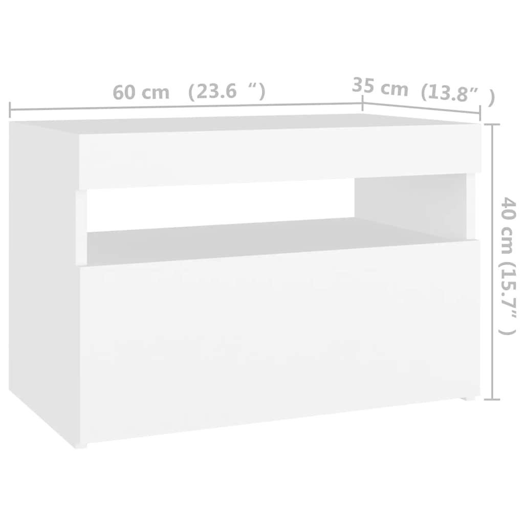 TV ormarić s LED svjetlima bijeli 60x35x40 cm