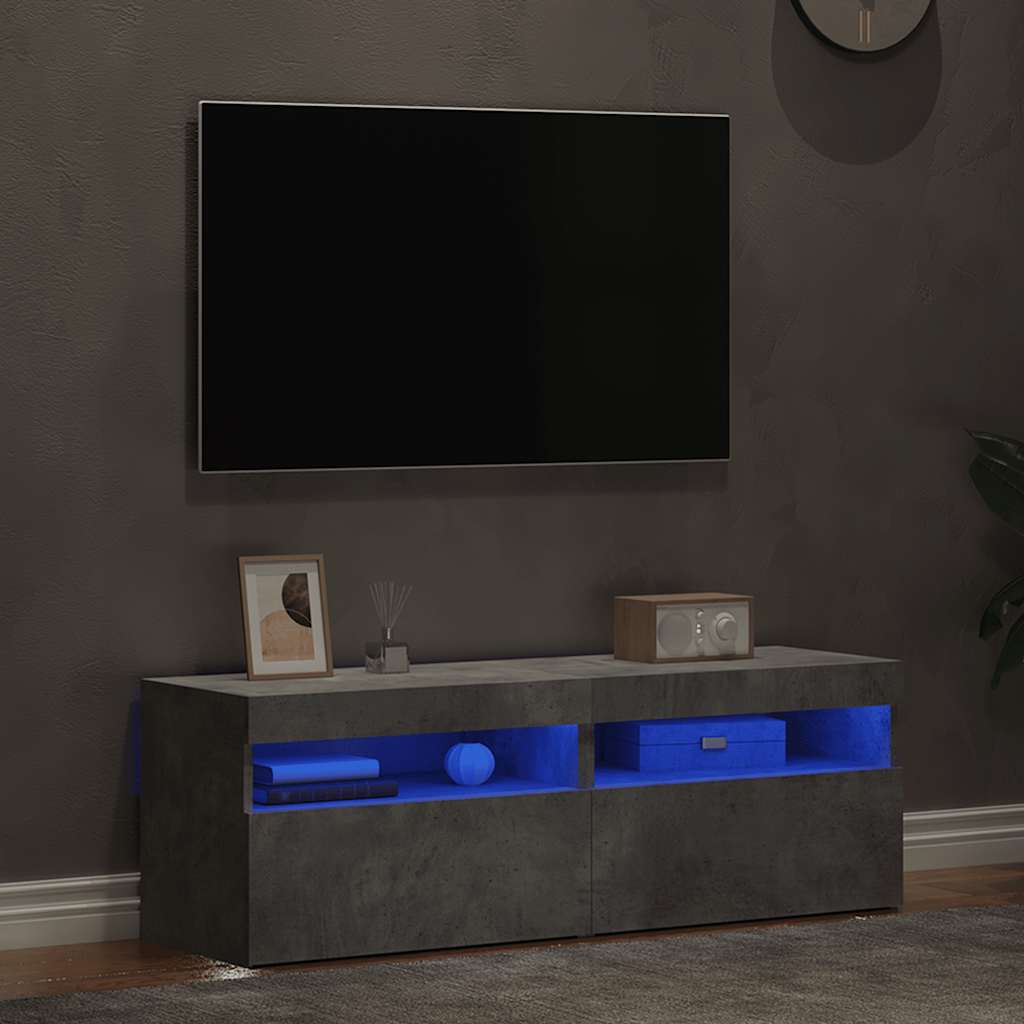 TV ormarići s LED svjetlima 2 kom siva boja betona 60x35x40 cm
