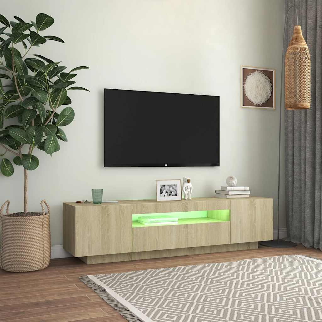 TV ormarić s LED svjetlima boja hrasta sonome 160 x 35 x 40 cm