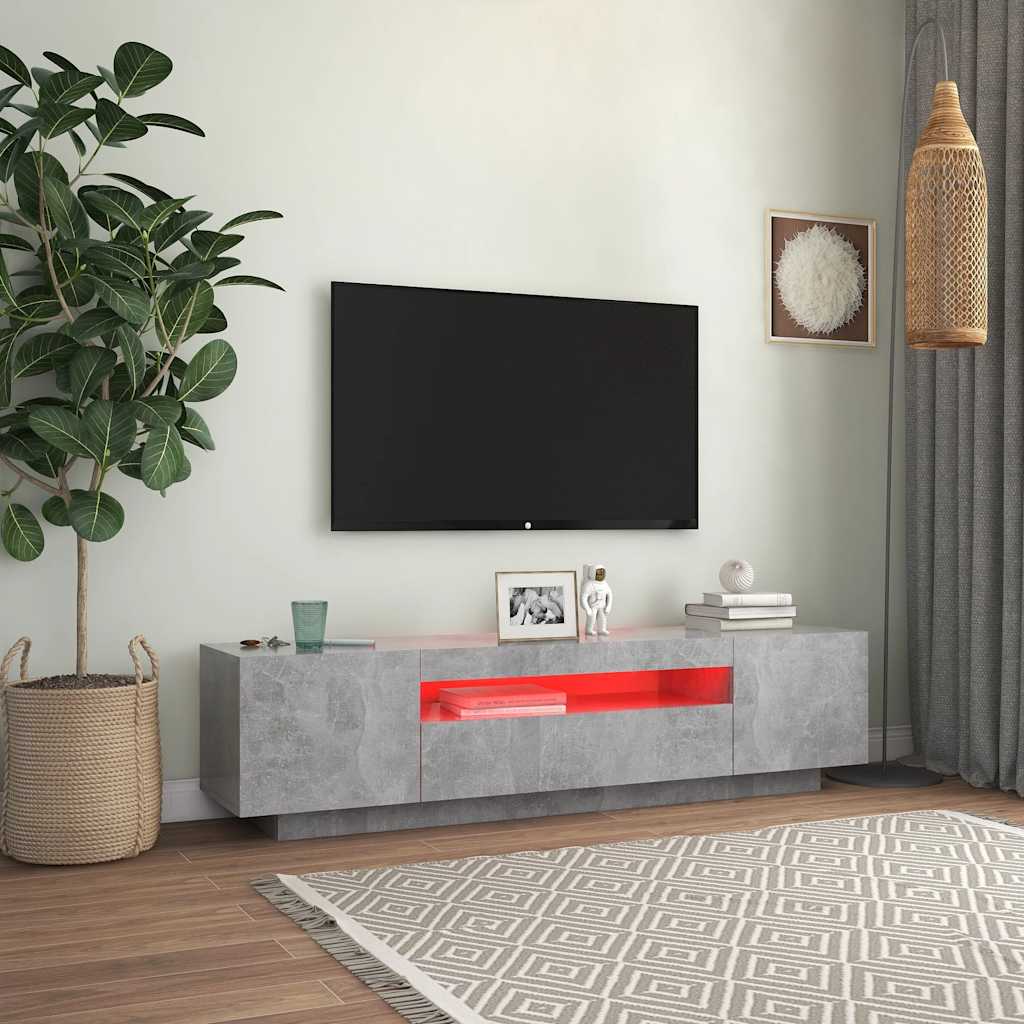 TV ormarić s LED svjetlima siva boja betona 160 x 35 x 40 cm