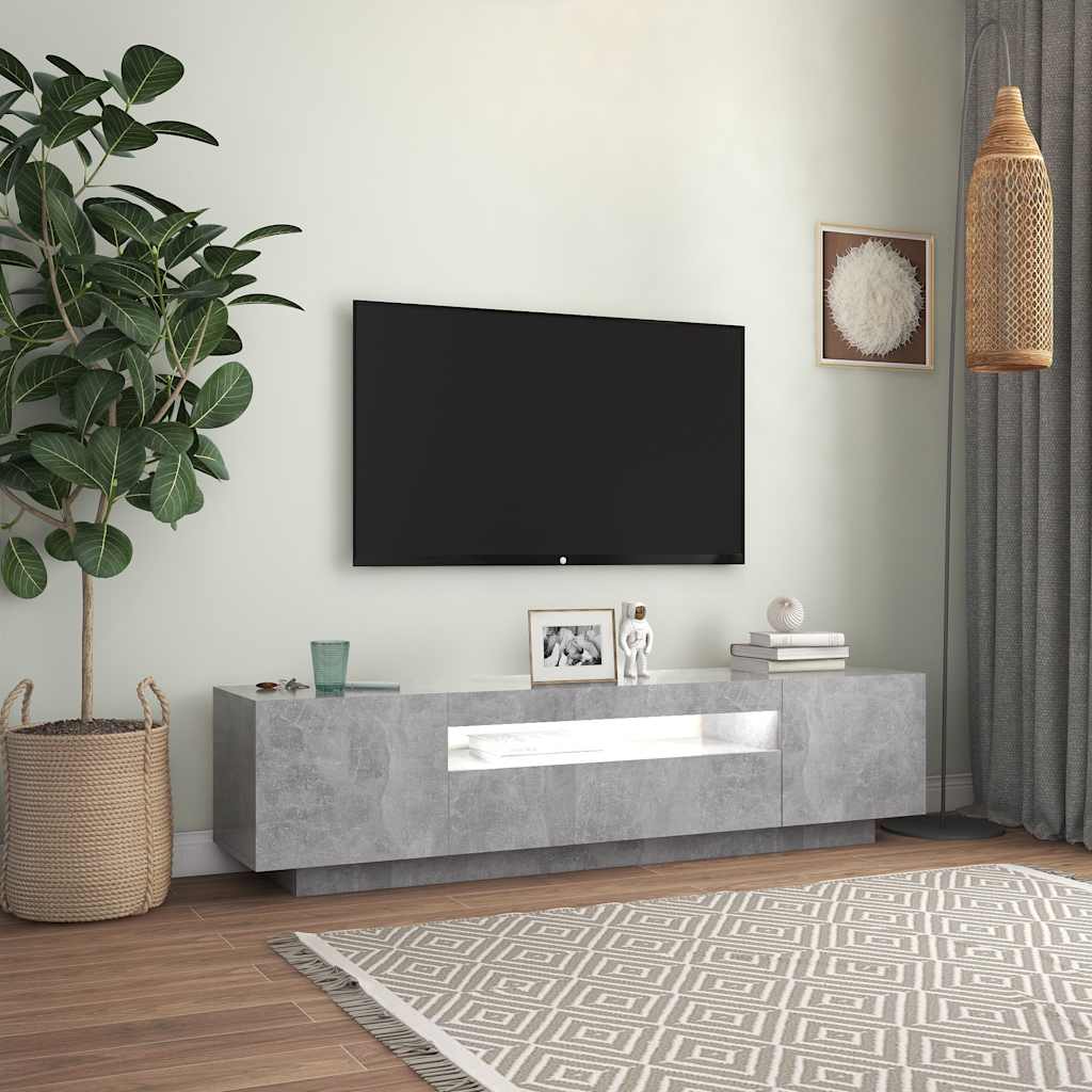 TV ormarić s LED svjetlima siva boja betona 160 x 35 x 40 cm