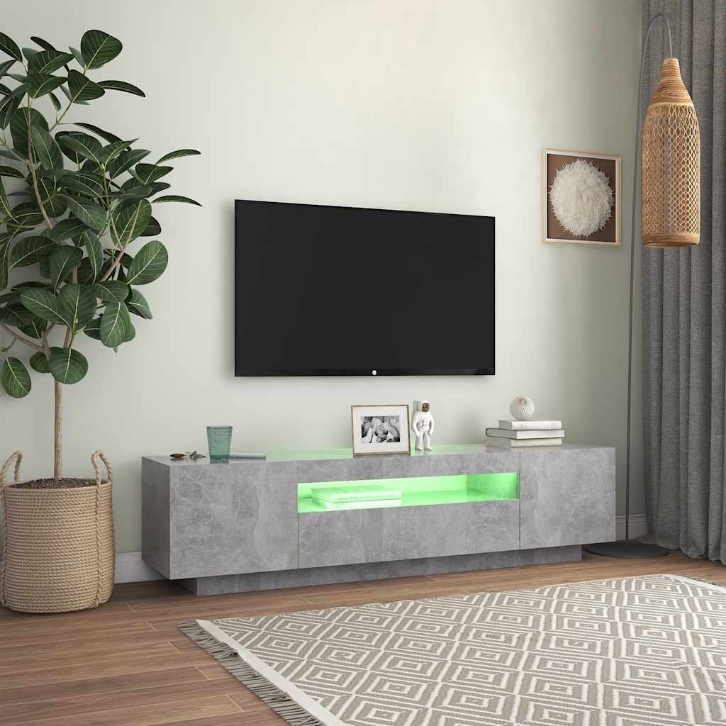 TV ormarić s LED svjetlima siva boja betona 160 x 35 x 40 cm