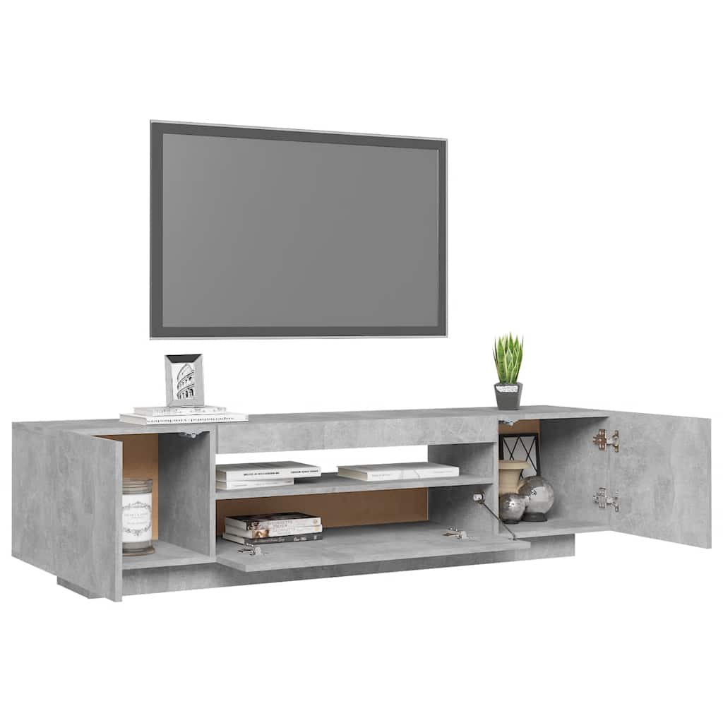 TV ormarić s LED svjetlima siva boja betona 160 x 35 x 40 cm