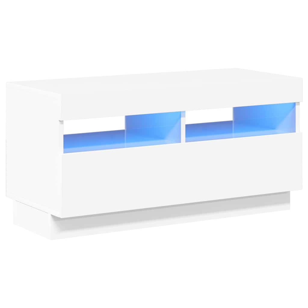TV ormarić s LED svjetlima visoki sjaj bijeli 80 x 35 x 40 cm
