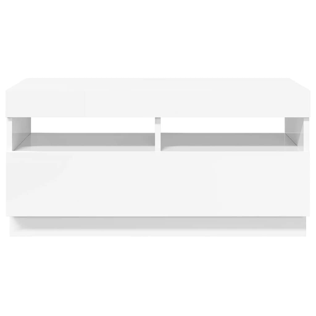 TV ormarić s LED svjetlima visoki sjaj bijeli 80 x 35 x 40 cm