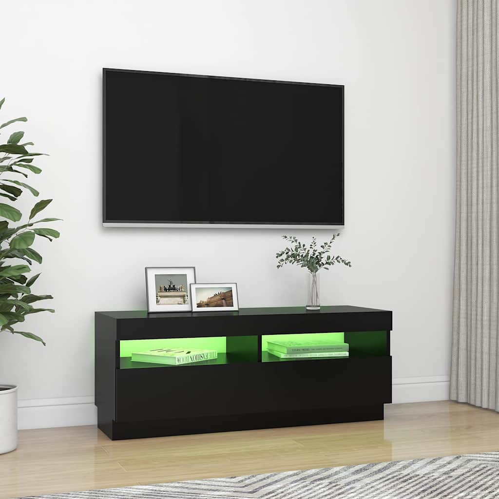 TV ormarić s LED svjetlima crni 100 x 35 x 40 cm