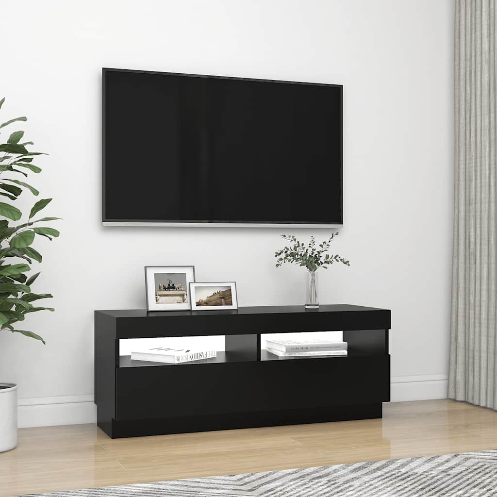 TV ormarić s LED svjetlima crni 100 x 35 x 40 cm