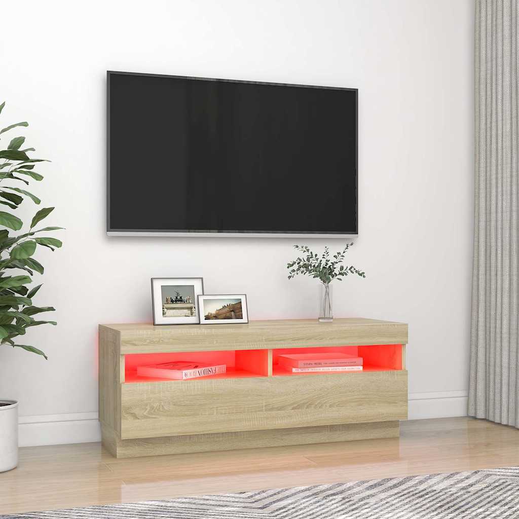TV ormarić s LED svjetlima boja hrasta sonome 100 x 35 x 40 cm