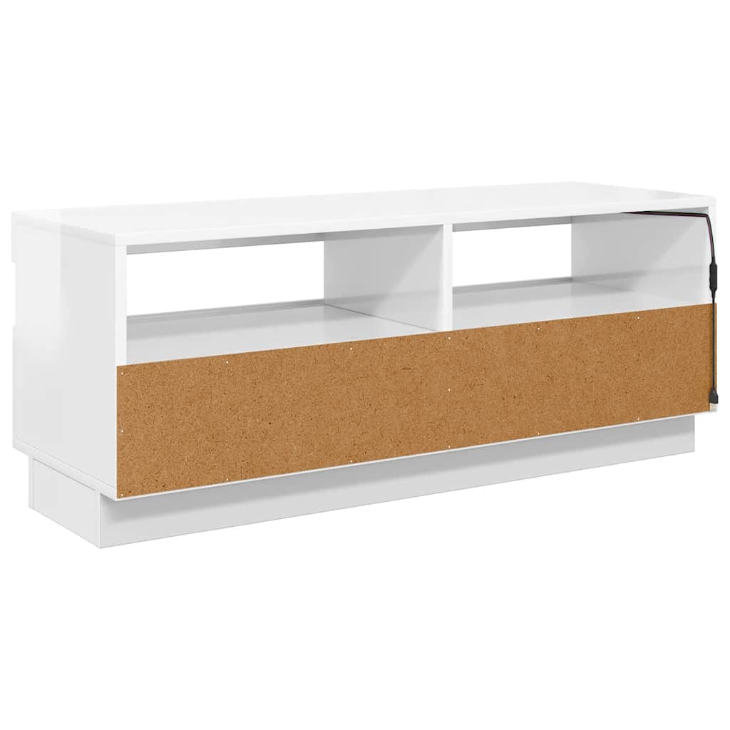 TV ormarić s LED svjetlima visoki sjaj bijeli 100 x 35 x 40 cm
