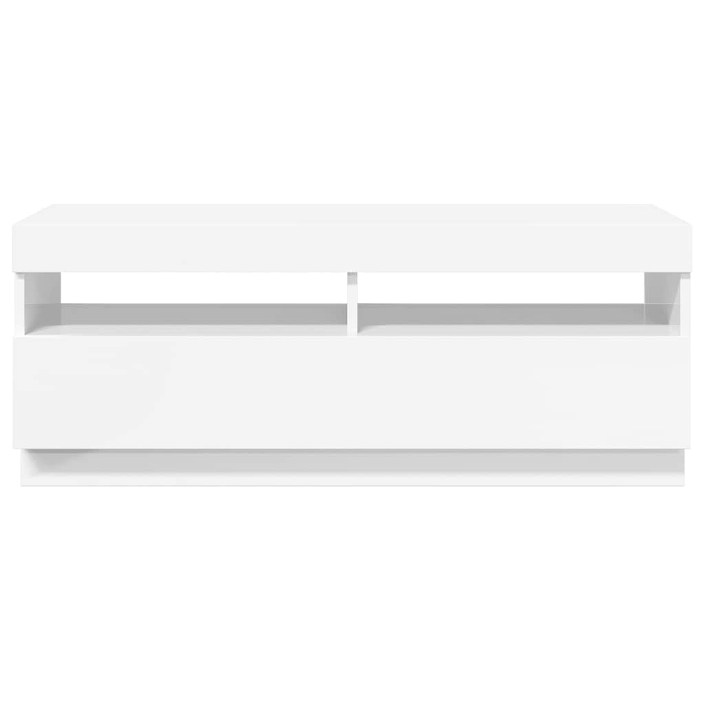 TV ormarić s LED svjetlima visoki sjaj bijeli 100 x 35 x 40 cm