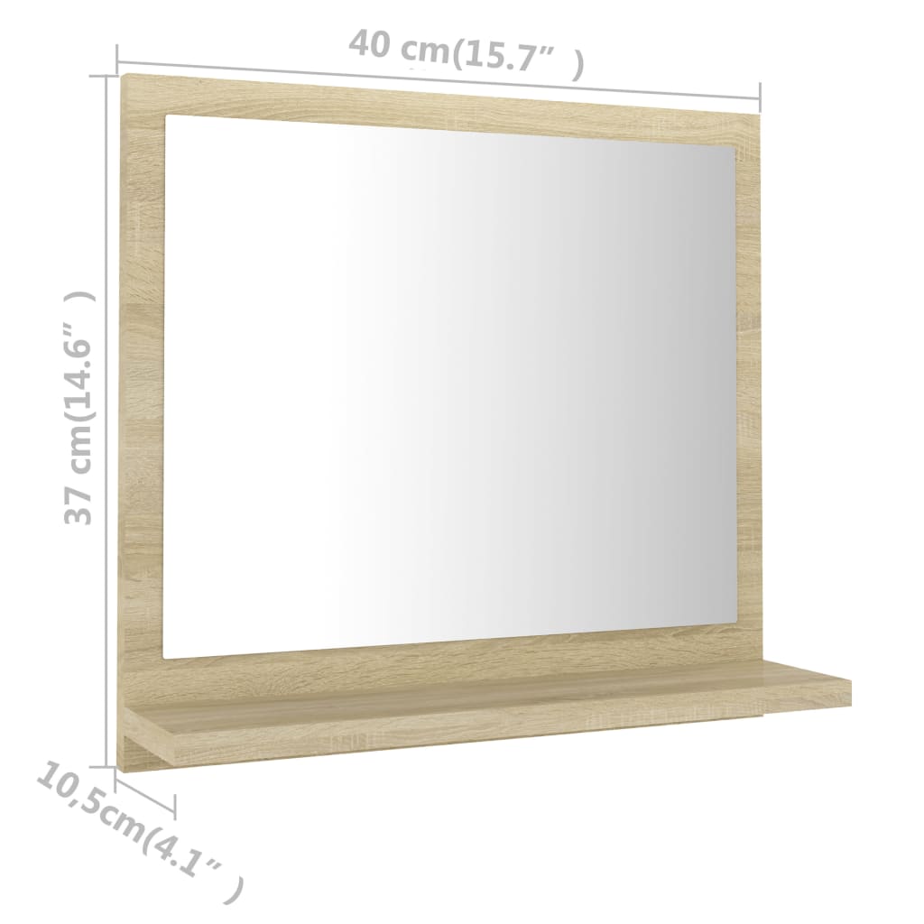 Kupaonsko ogledalo boja hrasta 40x10,5x37 cm konstruirano drvo