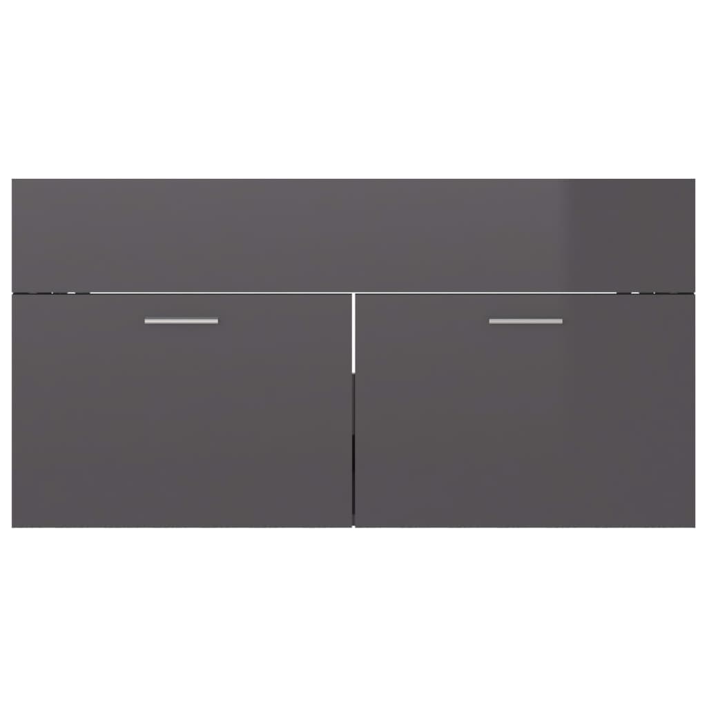 Ormarić za umivaonik visoki sjaj sivi 90 x 38,5 x 46 cm drveni