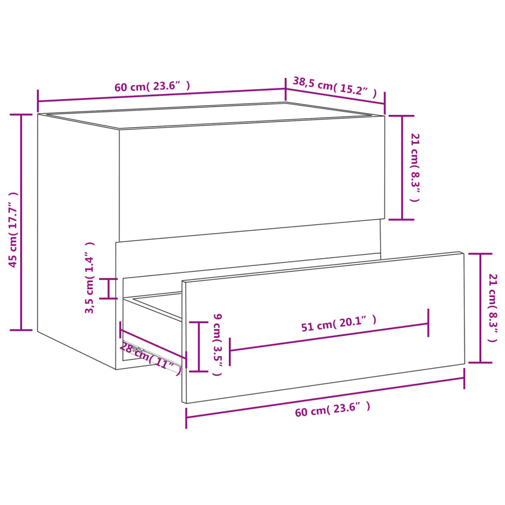 Ormarić za umivaonik bijeli 60 x 38,5 x 45 cm konstruirano drvo
