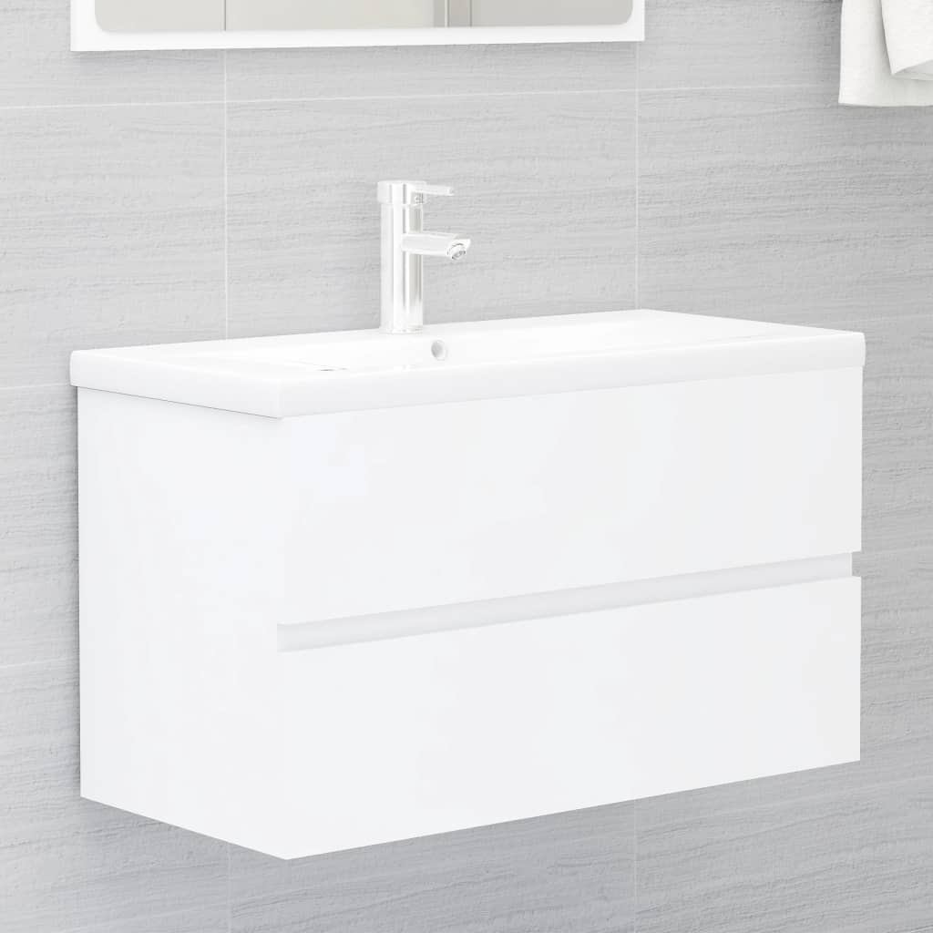 Ormarić za umivaonik bijeli 80 x 38,5 x 45 cm konstruirano drvo
