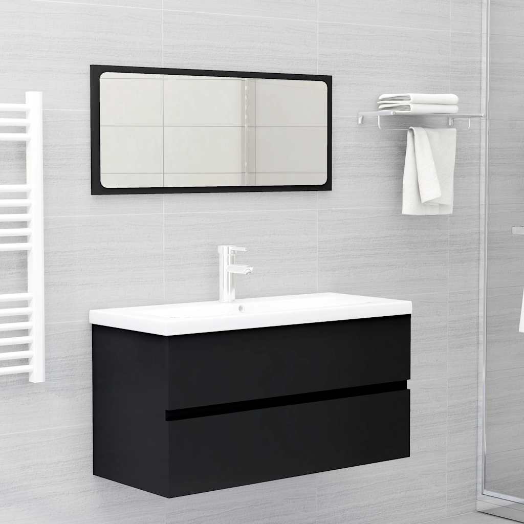 Ormarić za umivaonik crni 90 x 38,5 x 45 cm konstruirano drvo